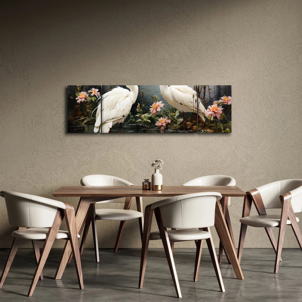 Obraz - Białe żurawie (170x50 cm)