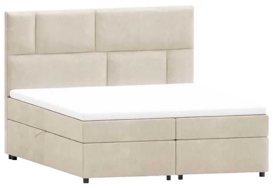 Beżowe łóżko boxspring ze schowkiem 140x200 cm Lola – Ropez