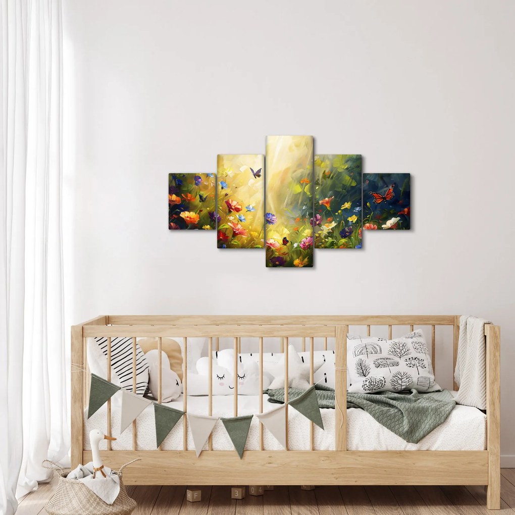 Obraz - Wiosenna łąka kwiatowa, malarstwo (125x70 cm)