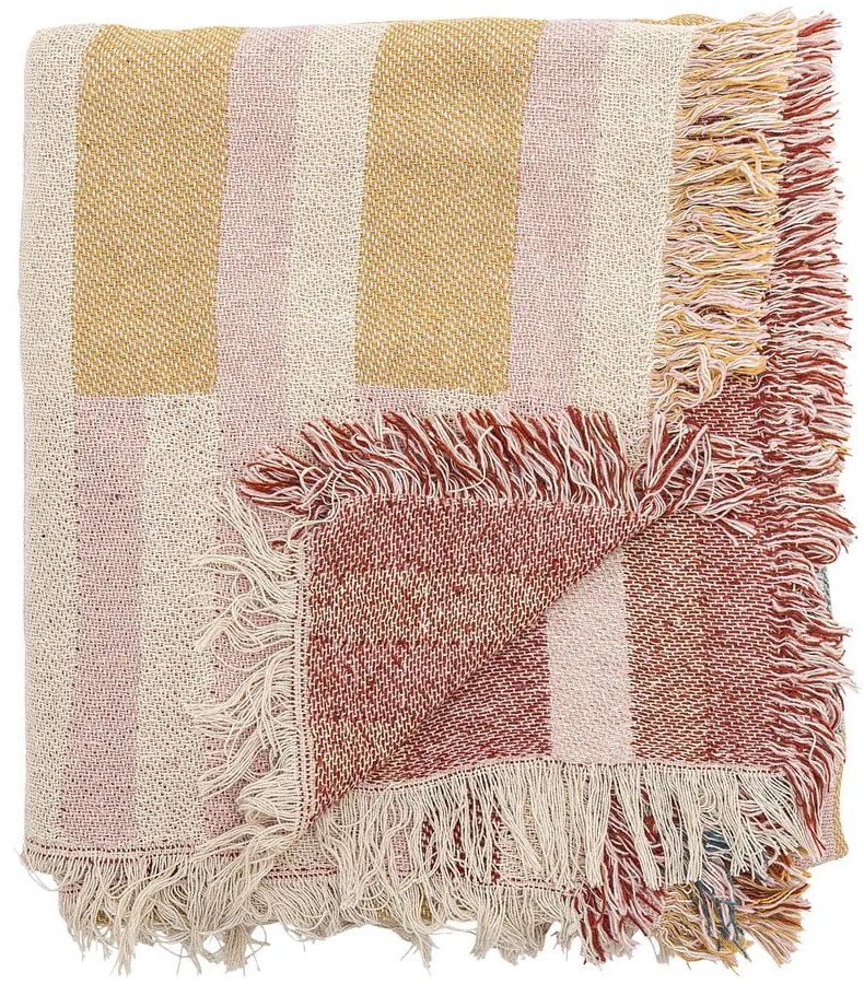Brązowy koc z bawełny z recyklingu 130x160 cm Lane – Bloomingville