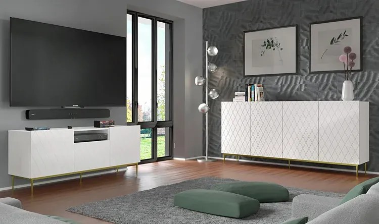 Komoda biały mat + czarna rama F3-G57