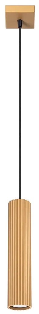 Lampa wisząca KARBON 1 złota ryflowana SOLLUX  LIGHTING