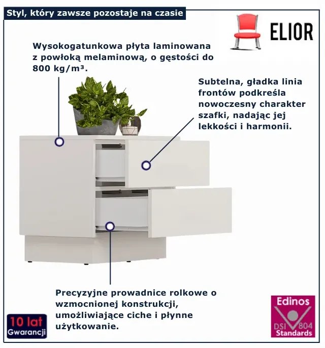 Kaszmirowa szafka nocna z 2 szufladami  N6-C63