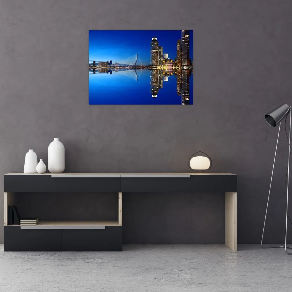 Zdjęcie - Rotterdam nocą (70x50 cm)