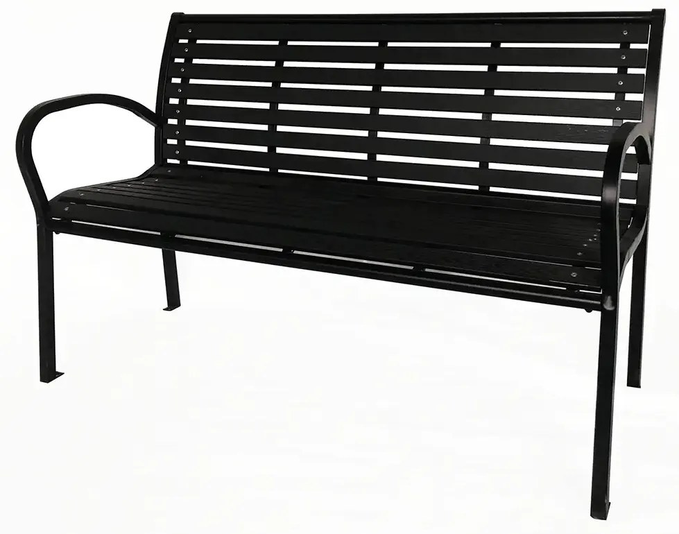 Ławka ogrodowa 125 x 60 x 80 cm, czarna, stal /plastik