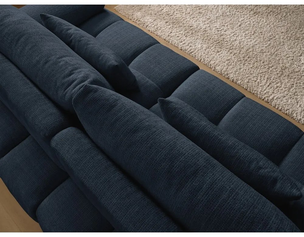 Ciemnoniebieska sofa z tkaniny szenilowej 264 cm Ivane – Bobochic Paris