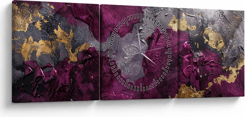 Obraz - Teksturowanie abstrakcji (z zegarem) (90x30 cm)