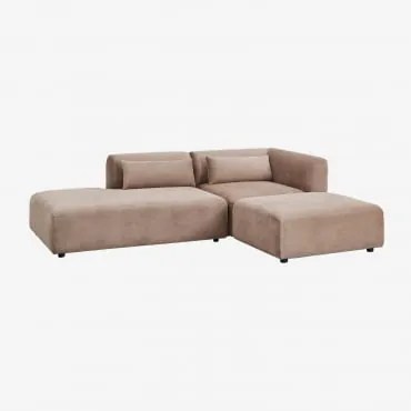 Sofa Modułowy Narożny 2-częściowy Z Lewym Szezlongiem I Pufem Fogler Sztruks Brąz Karmelowy - Sklum