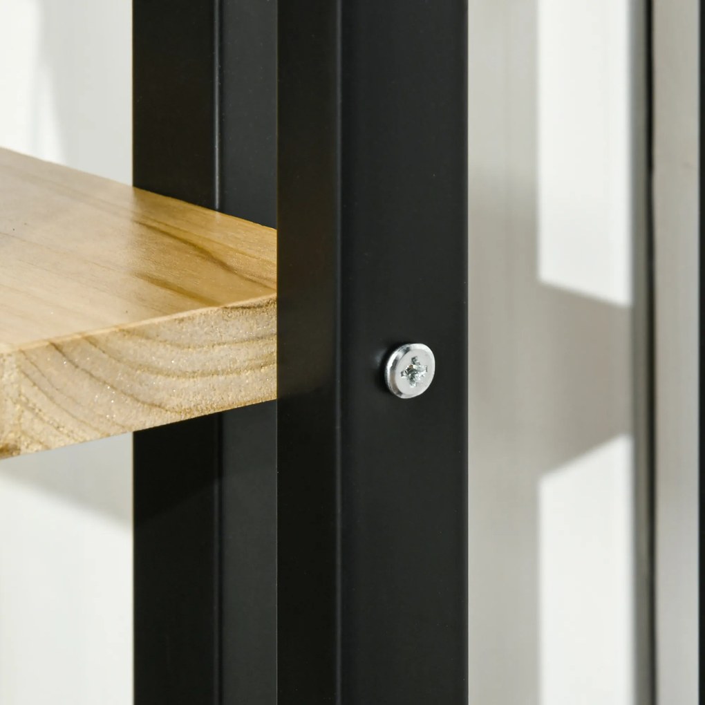 Outsunny 4-Poziomowy Stojak na Rośliny, Regulowany, 110 cm Wysokości Dla Wewnątrz i Na Zewnątrz, Drewno Czarny+Natur Drewno