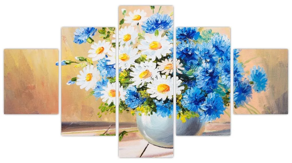 Malowany obraz wazonu z kwiatami (125x70 cm)