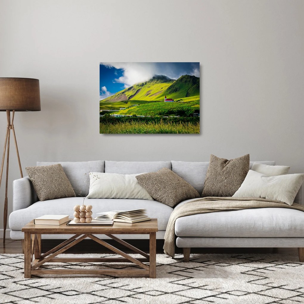 Obraz na szkle - górski krajobraz (70x50 cm)