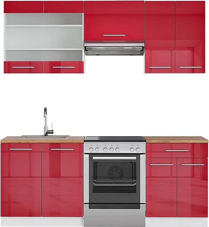 Aneks kuchenny bordowy wysoki połysk/biały 200x60x81.6 fame-line