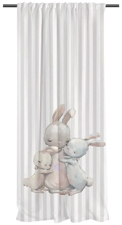 Beżowa zasłona dziecięca z satyny bawełnianej 110x170 cm Hugging Bunnies – Butter Kings
