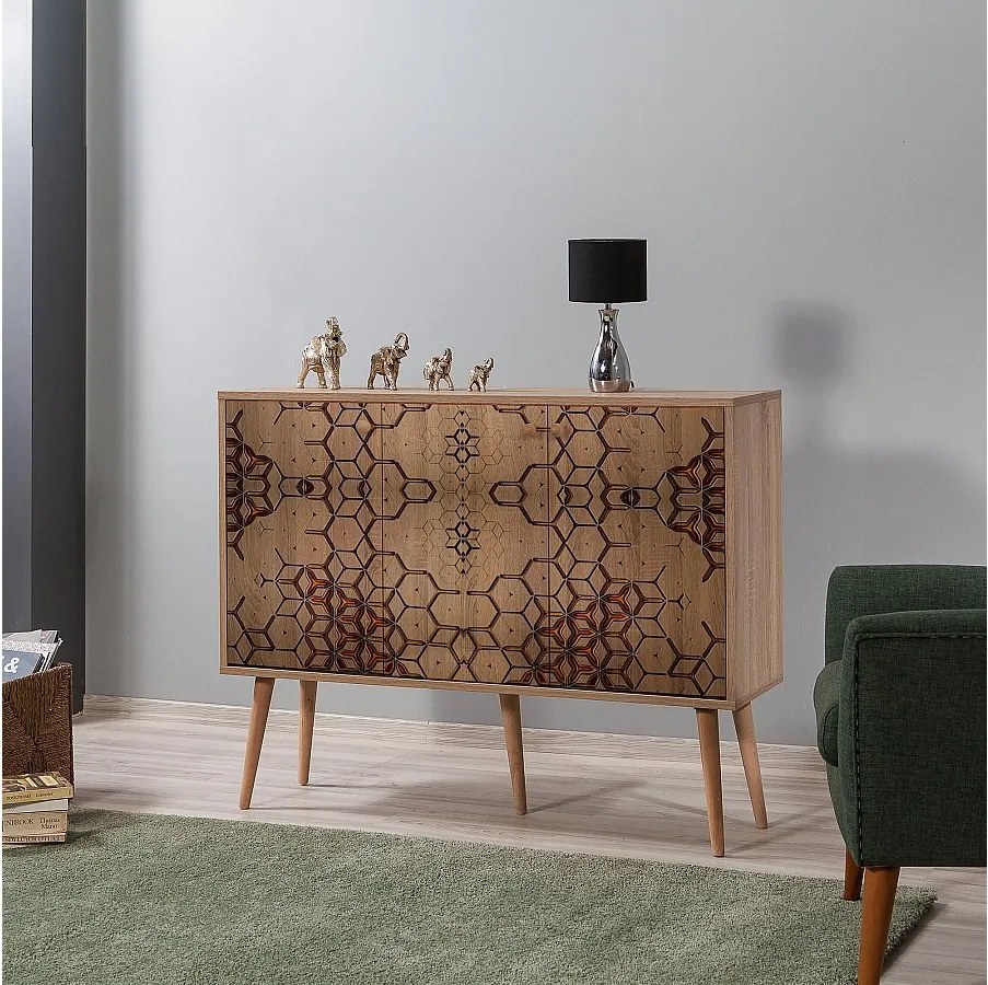 Nowoczesna komoda – 120 x 90 x 36 cm – Dąb Sonoma – Melamina