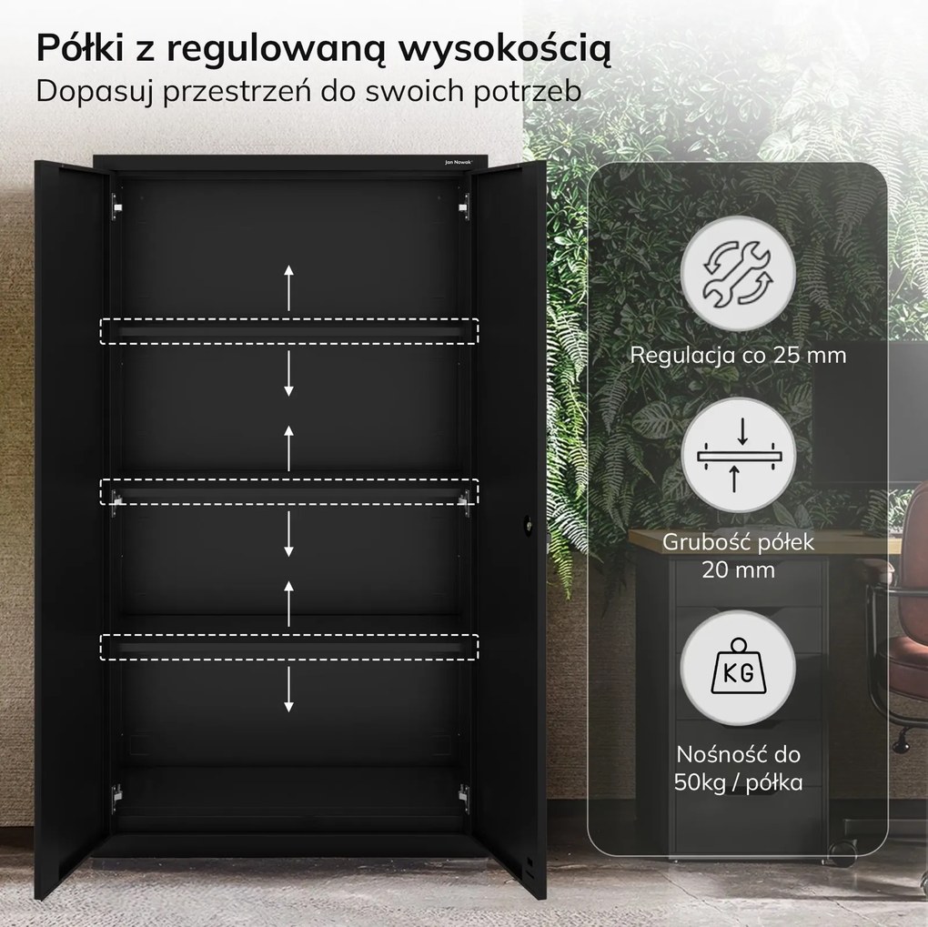 Szafa metalowa wielofunkcyjna Megan z szufladą, czarna