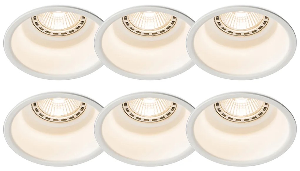 Zestaw 6 nowoczesnych wpuszczanych reflektorów biały - Dept