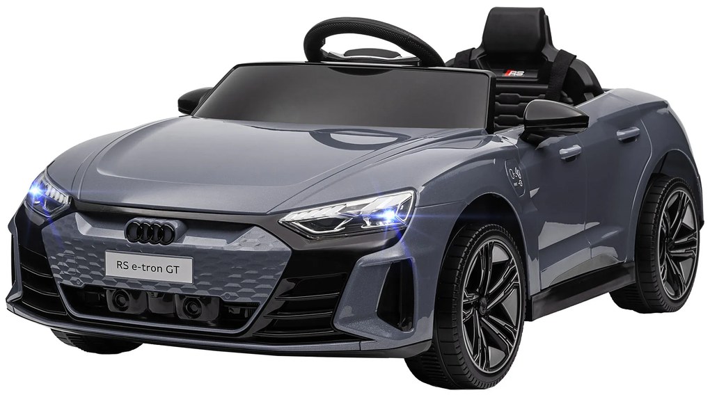 HOMCOM Elektryczne auto dla dzieci z pilotem, pasem bezpieczeństwa, sygnałem dźwiękowym, muzyką, reflektorami, do 5 km/h, 3-5 lat, Szary