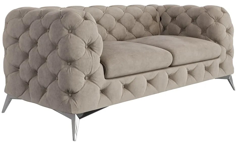 Szarobeżowa aksamitna sofa 185 cm Chelsea – Ropez