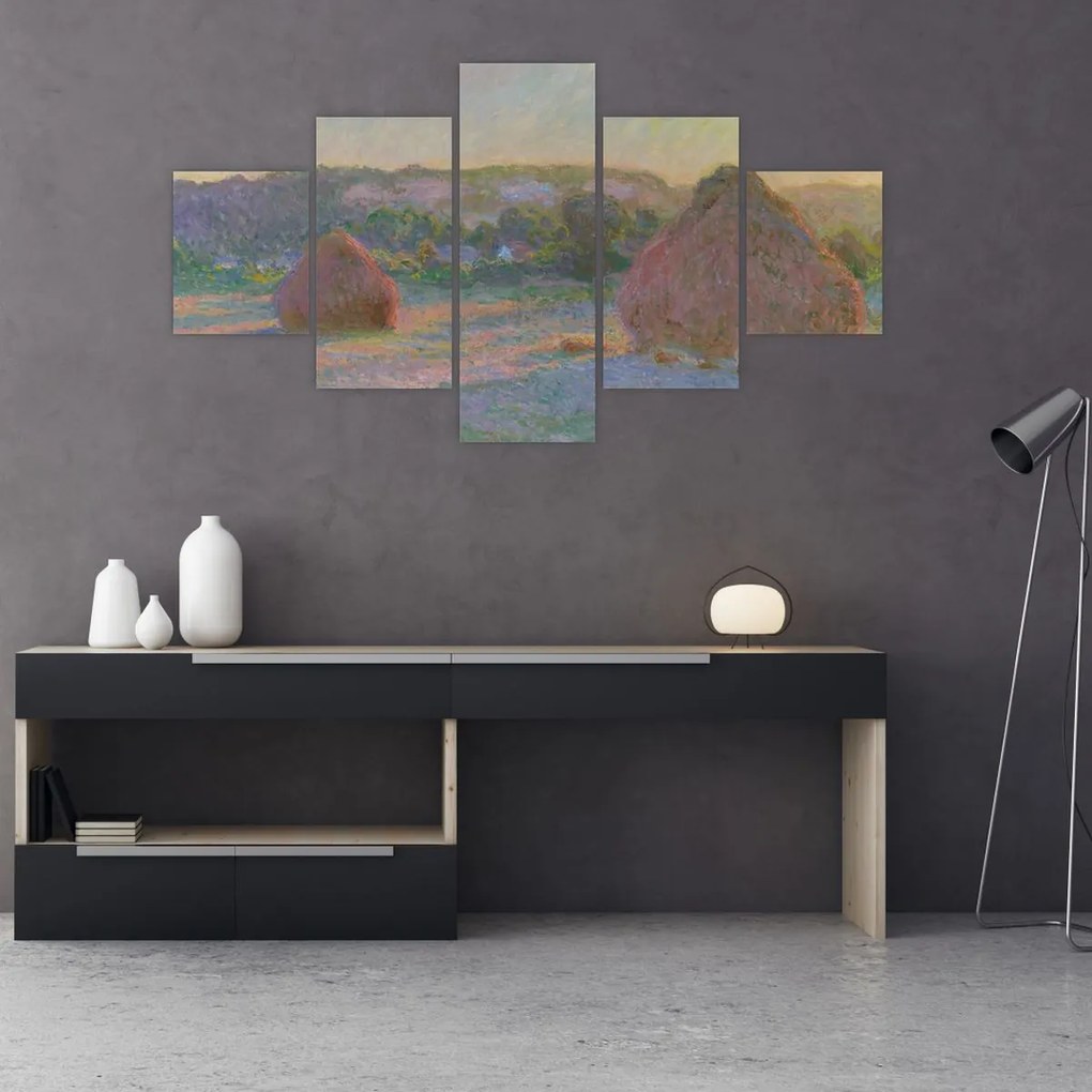 Obraz - Claude Monet, Stacks of Wheat (End of Summer) , reprodukcje (125x70 cm)