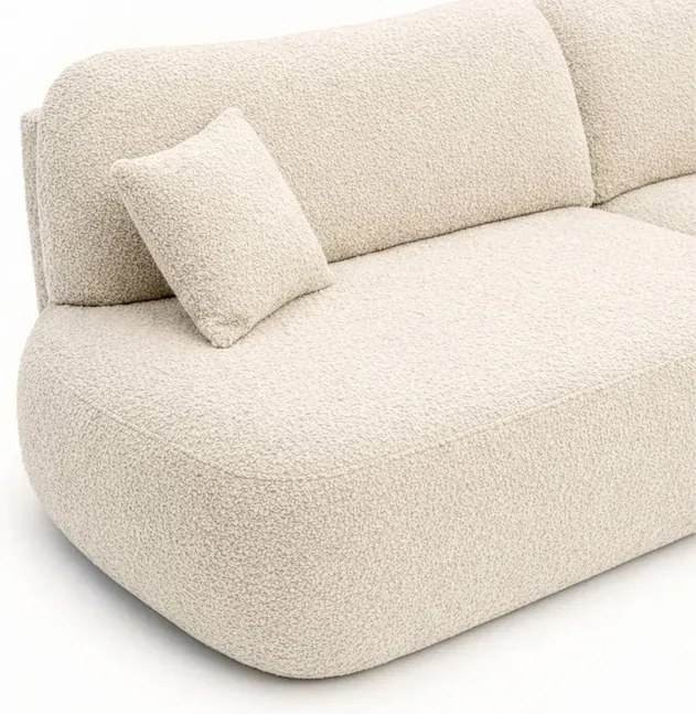 Sofa AVERIO Rozkładana Dwuosobowa Kremowa Boucle Japandi