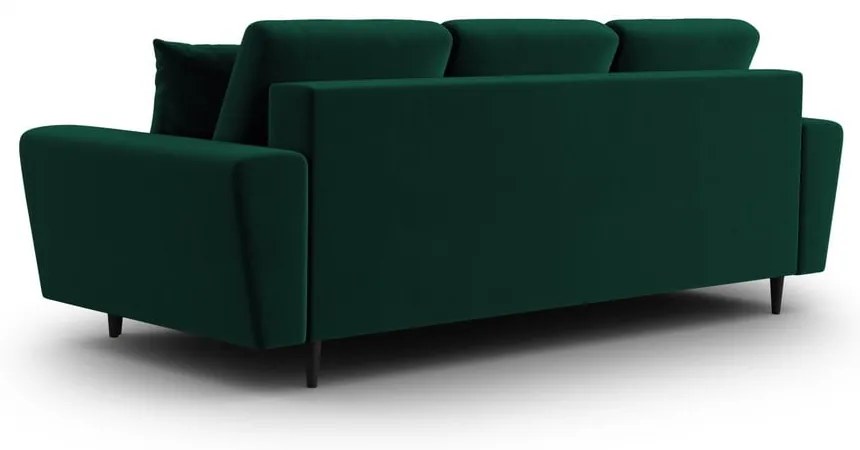 Zielona aksamitna rozkładana/ze schowkiem sofa 235 cm Kyoto – Cosmopolitan Design