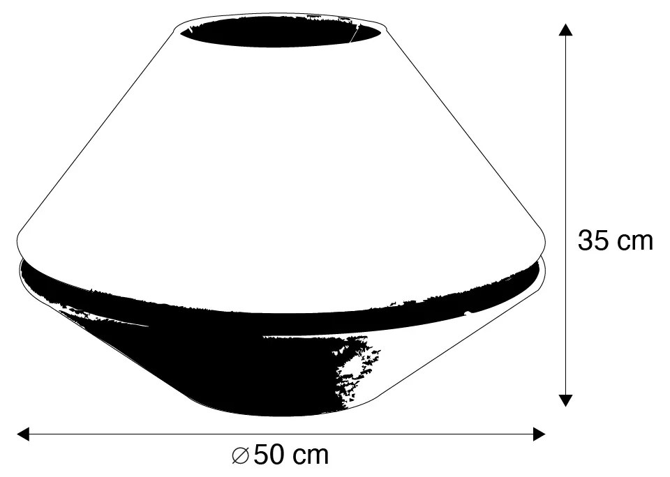 Podwójny abażur welurowy z wzorem liści w kolorze beżowym ze złotym wnętrzem