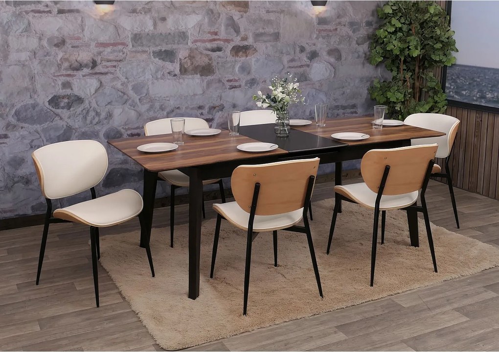 Krzesło do jadalni MCW-O45 (zestaw 6 sztuk),  naturalny, biały