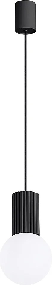 Lampa Wisząca Nowoczesny Halo, Aluminium/Szkło - 1 Źródło - L.12 X H.120 Cm - Czarny