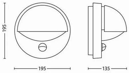 Philips 16246/87/16 Zewnętrzna lampa ścienna z czujnikiem June 19,5 cm, szary