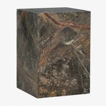 Stolik Nocny 35x35 Cm Z Naturalnego Kamienia Aluret Zielony Marmur Forest - Sklum