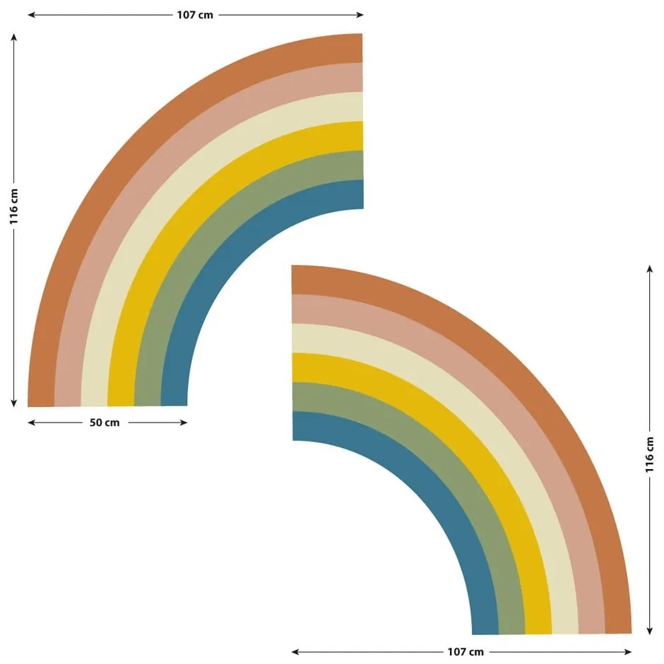 Naklejka dziecięca na ścianę 158x87 cm Pastel Rainbow – Ambiance