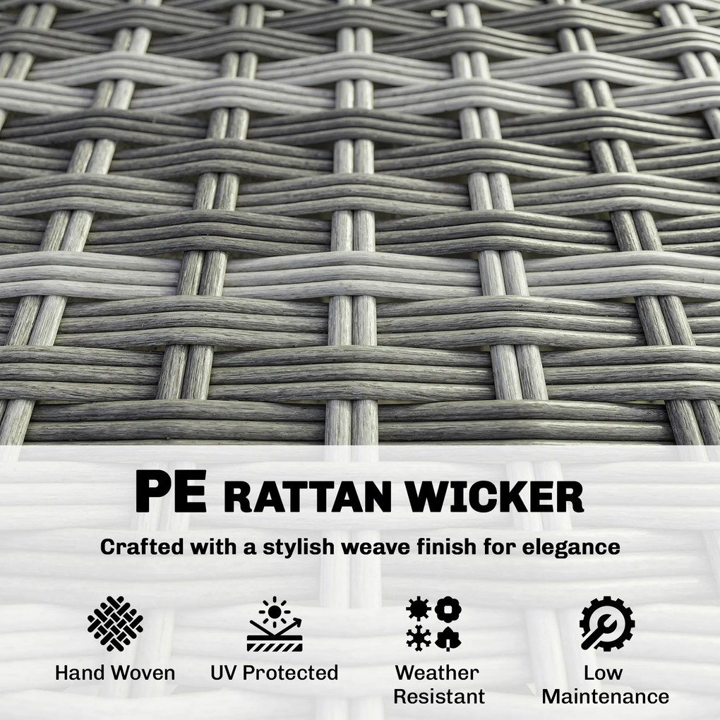 Outsunny Polyrattan Zestaw Mebli Ogrodowych 5-częściowy, Sofa Narożna z Podnóżkiem i Stolik Kawowy, Kremowy + Szary | Aosom PL