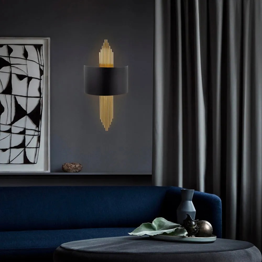 Czarny/w kolorze złota kinkiet Rayi – Opviq lights