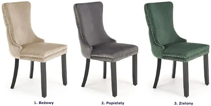 Zielone stylowe krzesło drewniane w stylu glamour K1-K46