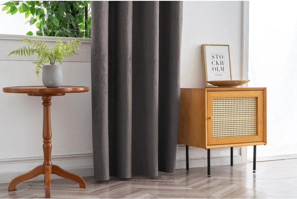 Zaciemniająca zasłona DUNES 140x250 cm, ciemnoszara Zawieszanie: Metalowe pierścienie