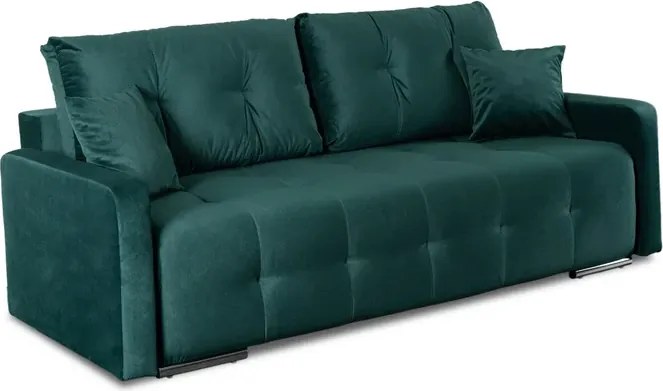 Sofa z Funkcją Spania FAVIO Wersalka Rozkładana Dwuosobowa Welurowa Zielona