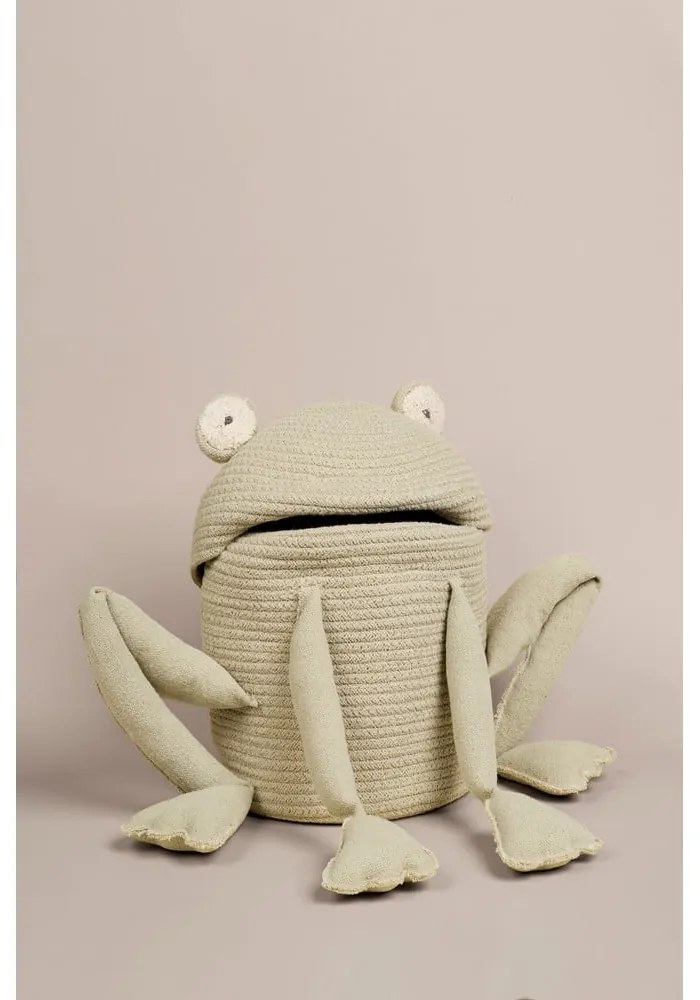 Jasnozielony tekstylny dziecięcy kosz na zabawki ø 23x35 cm Fred the Frog – Lorena Canals