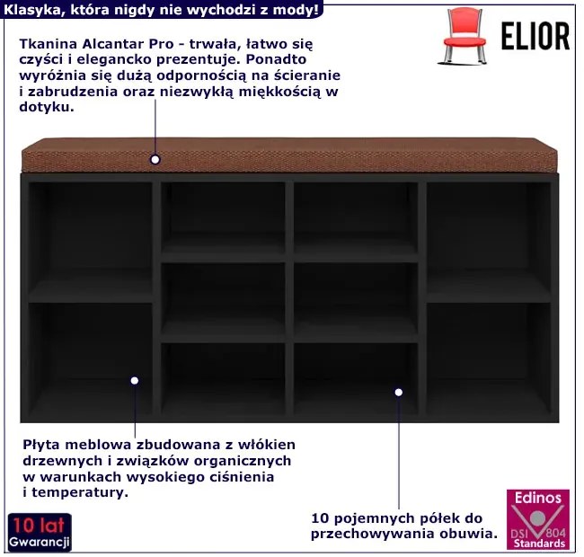 Czarna otwarta szafka na buty z siedziskiem C6-C69