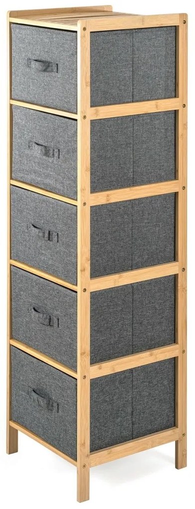 G21 Bambusowy regał z koszykami, 5 półek, szary, 5 pięter