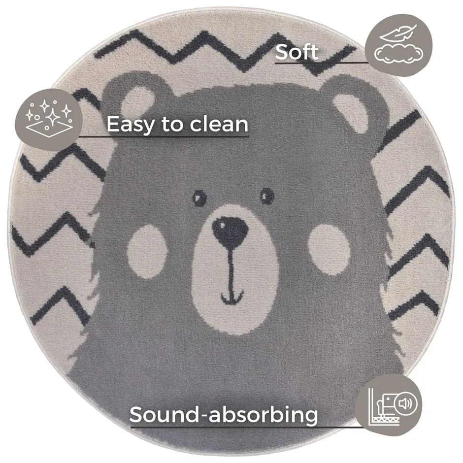 Szary dywan dziecięcy ø 140 cm Bear – Hanse Home