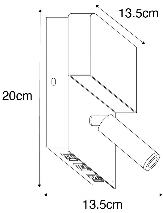 Lampa ścienna czarna w tym LED z USB i lampką do czytania z przełącznikiem - Robin Nowoczesny Oswietlenie wewnetrzne