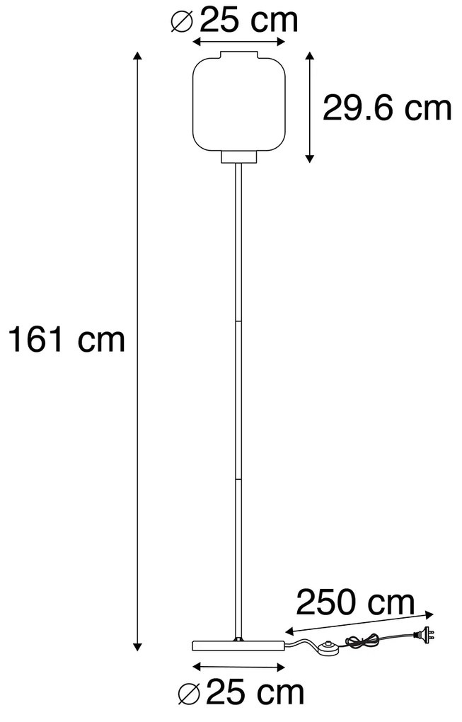 Inteligentna lampa podłogowa czarna z przydymionym szkłem, w tym WiFi ST64 - QaraDesignerski Oswietlenie wewnetrzne