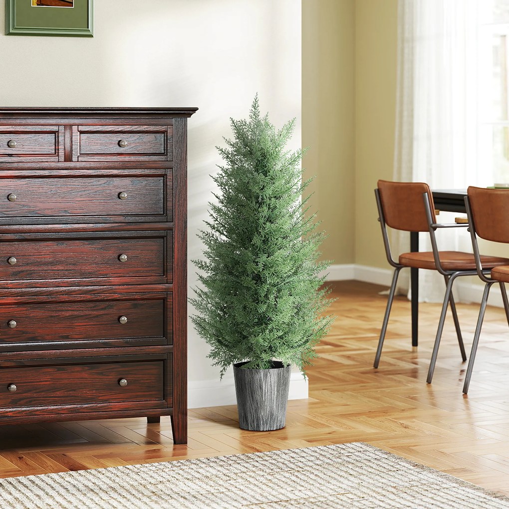 HOMCOM Zestaw 2 szt. Sztuczne drzewa cyprysowe duże 90cm Roślina sztuczna, plastik Sztuczne rośliny w doniczce 15 x 15 x 90 cm Zielony | Aosom PL