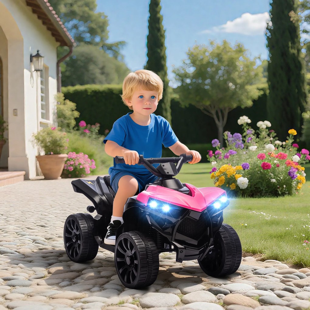AIYAPLAY 6V quad dla dzieci, elektryczne ATV z muzyką i LED-reflektorami, dla 37-72 Monate, 70 x 42 x 45 cm, różowy | Aosom PL