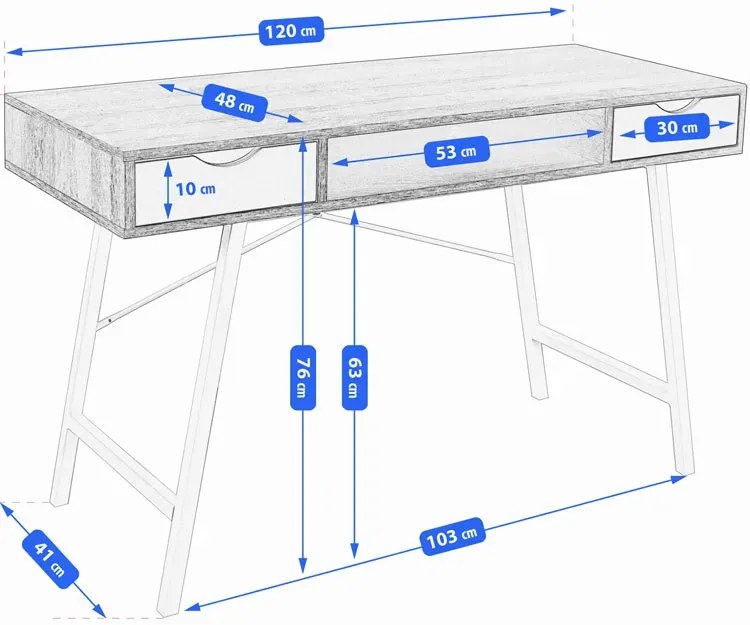 Nowoczesne biurko pod laptopa z 2 szufladami - Caxo