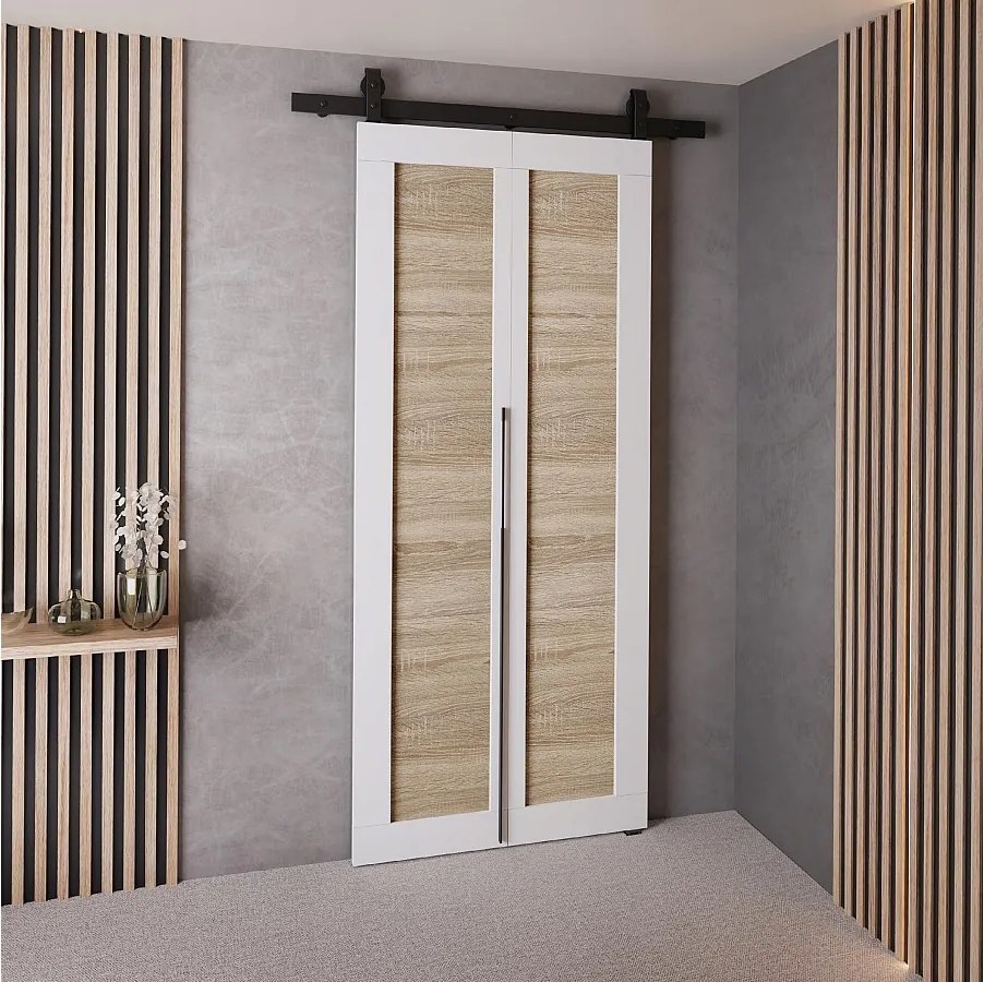 Drzwi Przesuwne QUDIO M1 Biały + Dąb Sonoma 70