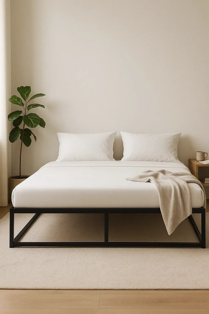 Czarne metalowe łózko loftowe 200x200 cm C5-M75