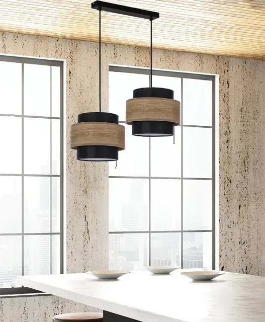 Lampa wisząca z dwoma abażurami na listwie - V107 B4-S44