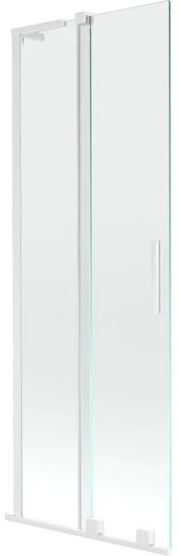 Mexen Velar L parawan nawannowy 2-skrzydłowy rozsuwany 70 x 150 cm, transparent, biały - 896-070-003-01-20