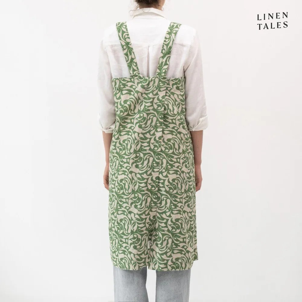 Lniany fartuch Evergreen Damask – Linen Tales